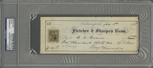 Benjamin Harrison Signed Check July 15, 1875